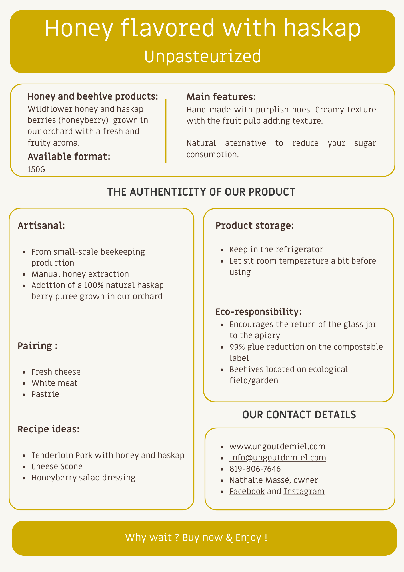 MIEL AROMATISÉ À LA CAMERISE